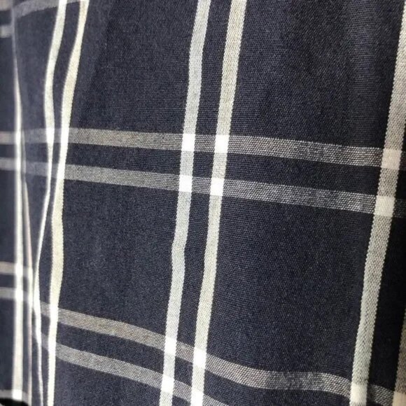 BASIC EDITIONS MEN'S SHORT SLEEVE NAVY BLUE/WHITE PLAID BUTTON DOWN SHIRT SMALL - Picture 3 of 4